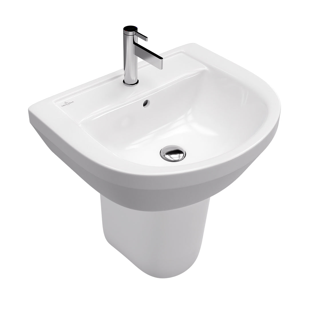 ( طلب مسبق )  حوض حمام بالعامود المعلق فيلروي اند بوخ افينتو 5A456001 ابيض 60 سم بمجموعة التثبيت