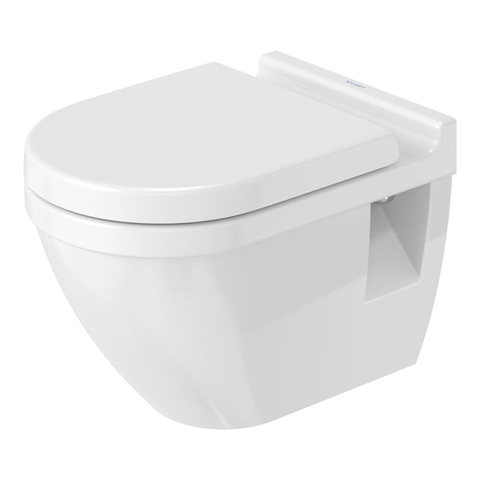 ( طلب مسبق )  مرحاض معلق ديورافيت شتارك 3 ابيض 2200490078 بالسيديلى والمقبض والشطاف الداخلي