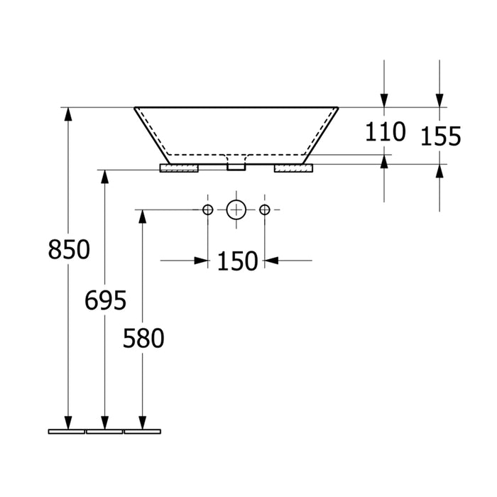 ( طلب مسبق )  حوض فوق الرخامة فيلروي اند بوخ سبواي 5A446038 اسود مط 54.5 سم بمجموعة التثبيت