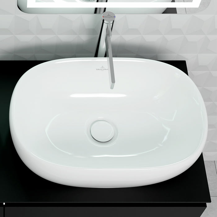 ( طلب مسبق )  حوض فوق الرخامة فيلروي اند بوخ افينتو 5A376301 ابيض لامع 59 سم بمجموعة التثبيت