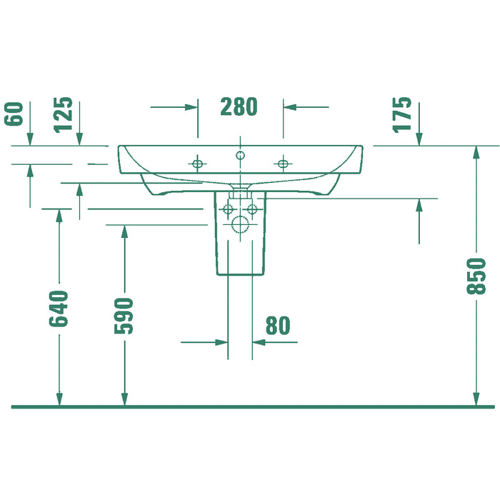 ( طلب مسبق )  حوض وحدة موبيليا ديورافيت نمبر 1 ابيض 80 سم 2375800000