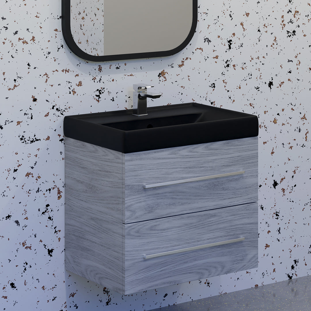 ( طلب مسبق )  حوض وحدة موبيليا فيلروي اند بوخ فانتيشللو 5A476538 اسود مط 63.5 سم بمجموعة التثبيت