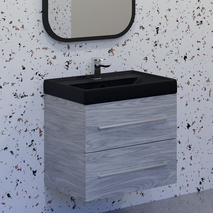 ( طلب مسبق )  حوض وحدة موبيليا فيلروي اند بوخ فانتيشللو 5A476538 اسود مط 63.5 سم بمجموعة التثبيت