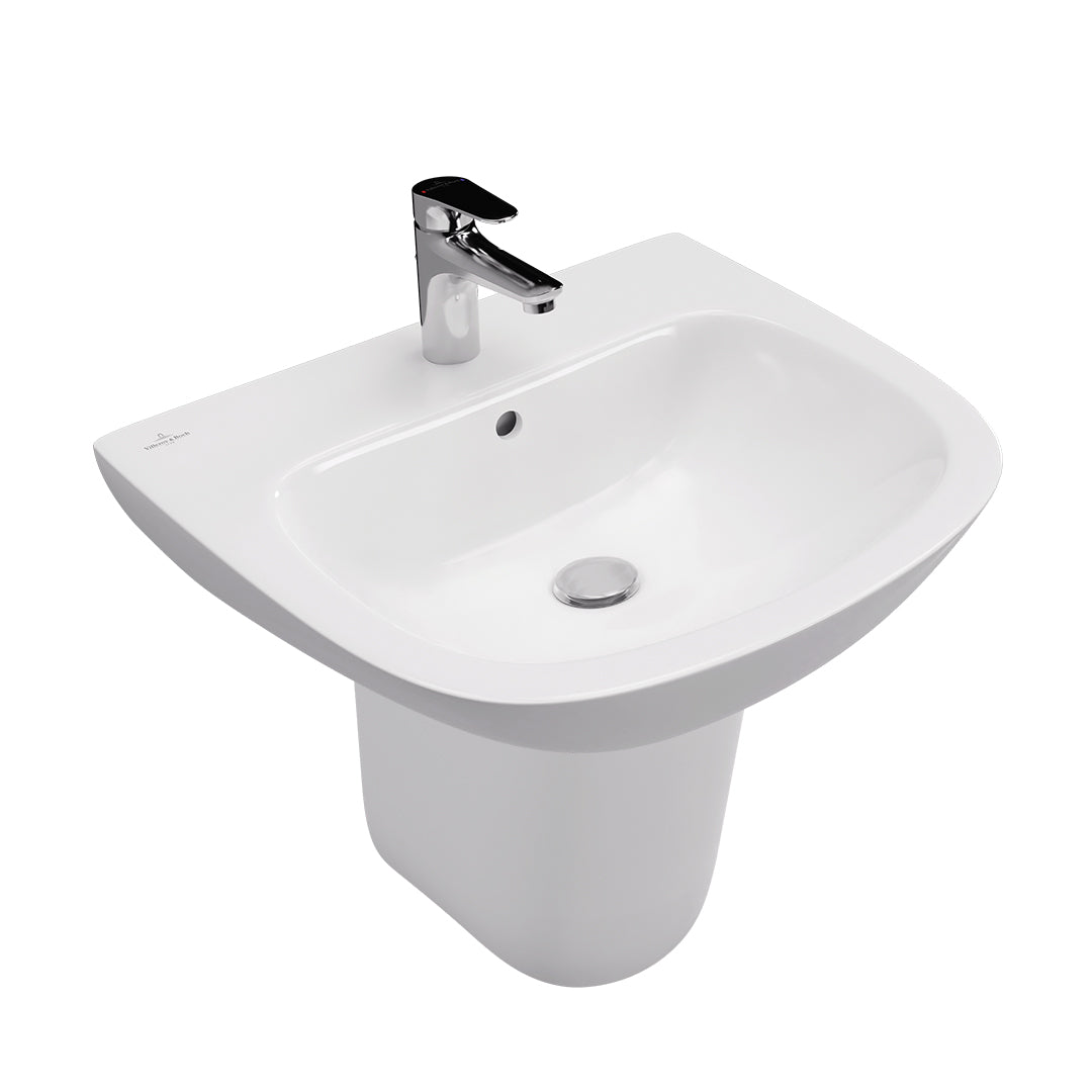 ( طلب مسبق )  حوض حمام بالعامود المعلق فيلروي اند بوخ اونوفو 5A385501 ابيض 55 سم بمجموعة التثبيت