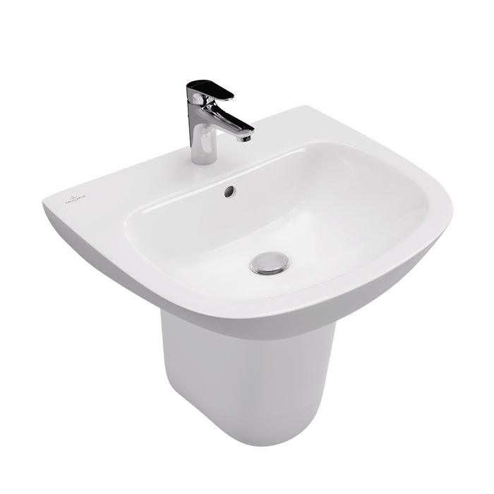 ( طلب مسبق )  حوض حمام بالعامود المعلق فيلروي اند بوخ اونوفو 5A385501 ابيض 55 سم بمجموعة التثبيت