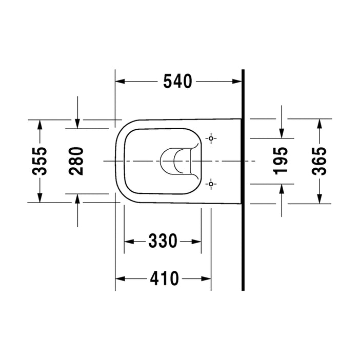 ( طلب مسبق )  مرحاض معلق ديورافيت هابي دي 2 مقاس 54 سم ابيض 2222490075 بالسيديلى ذاتي الغلق والشطاف الداخلي وطقم التثبيت