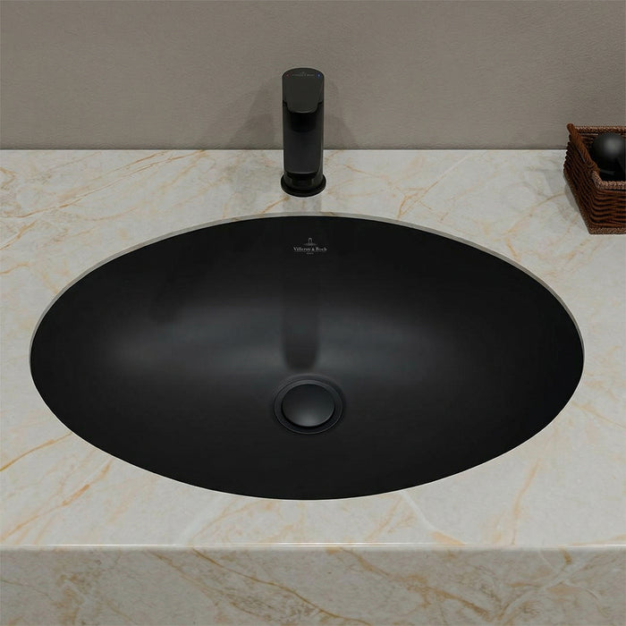 ( طلب مسبق )  حوض تحت الرخامة فيلروي اند بوخ اونوفو 5A505238 اسود مط 53.5 سم بمجموعة التثبيت