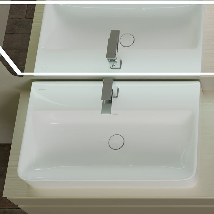 ( طلب مسبق )  حوض وحدة موبيليا فيلروي اند بوخ سبواي 5A416501 ابيض لامع 65 سم بمجموعة التثبيت