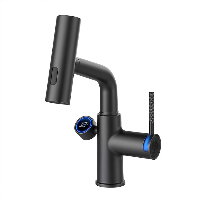 ( طلب مسبق )  خلاط حوض حمام عالي 6003 B اسود بشاشة ديجيتال وسماعة بخرطوم شداد 3 انظمة لنزول المياة