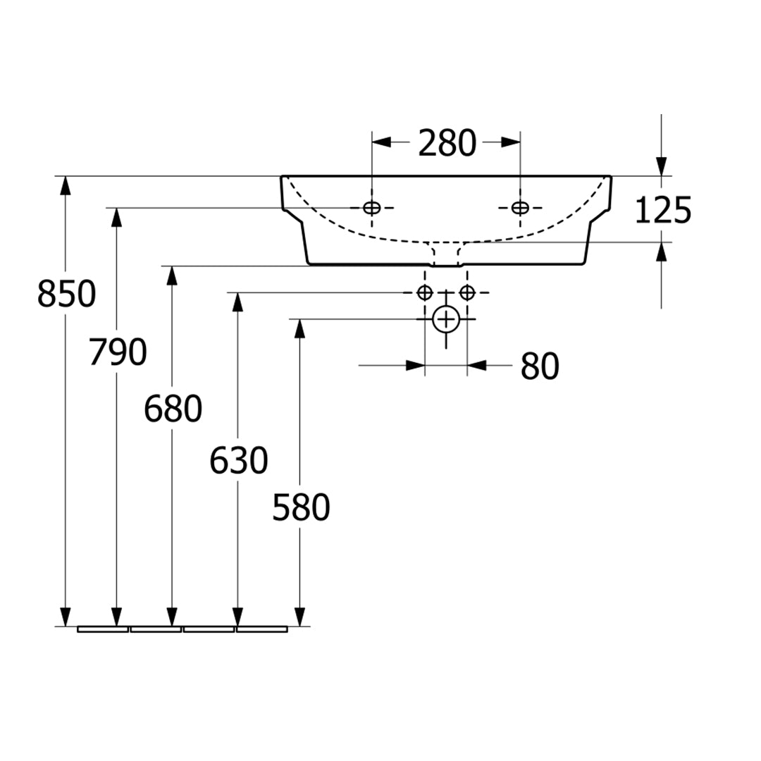( طلب مسبق )  حوض وحدة موبيليا فيلروي اند بوخ فانتيشللو 5A476501 ابيض لامع 63.5 سم بمجموعة التثبيت