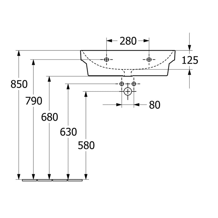 ( طلب مسبق )  حوض وحدة موبيليا فيلروي اند بوخ فانتيشللو 5A476501 ابيض لامع 63.5 سم بمجموعة التثبيت