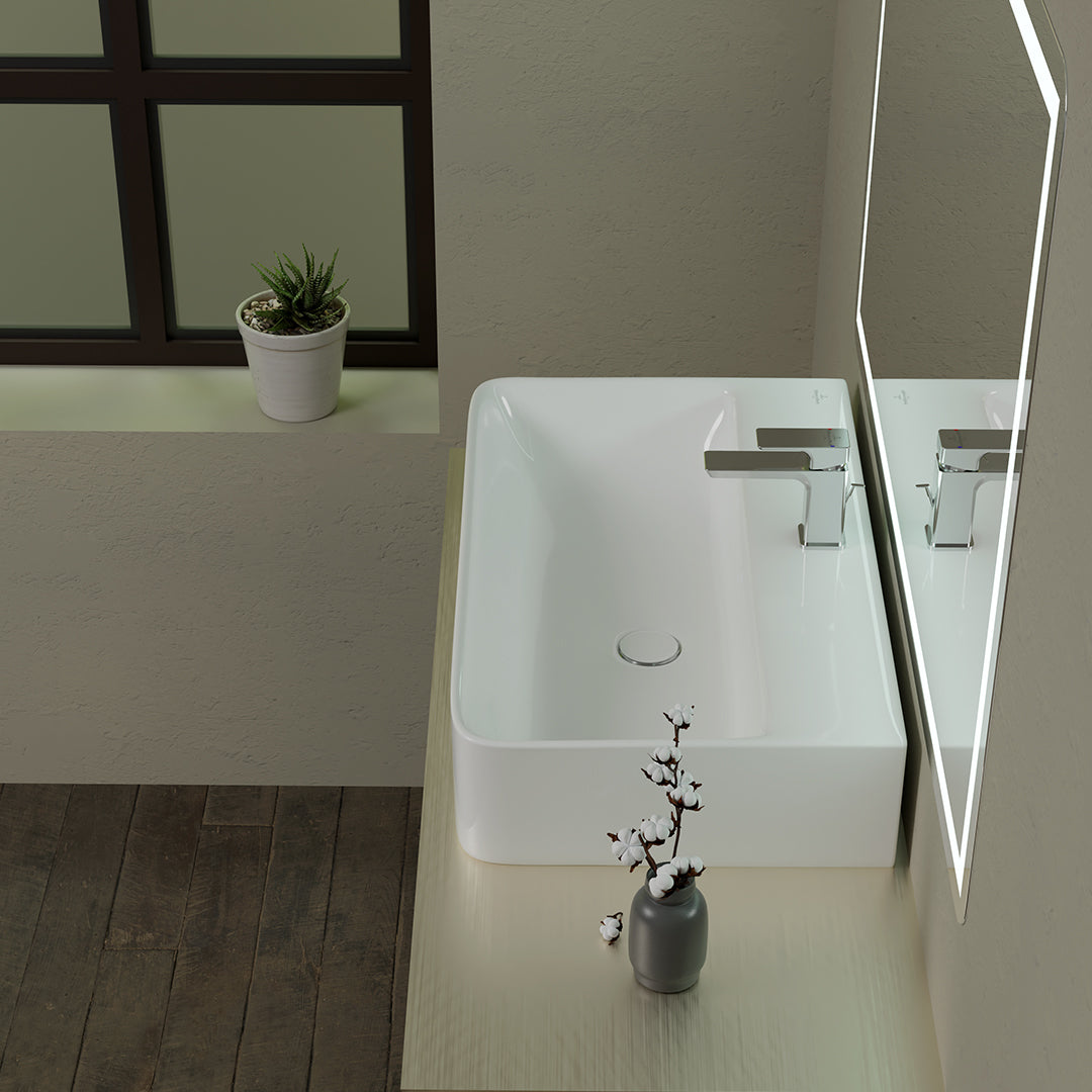 ( طلب مسبق )  حوض وحدة موبيليا فيلروي اند بوخ سبواي 5A416501 ابيض لامع 65 سم بمجموعة التثبيت