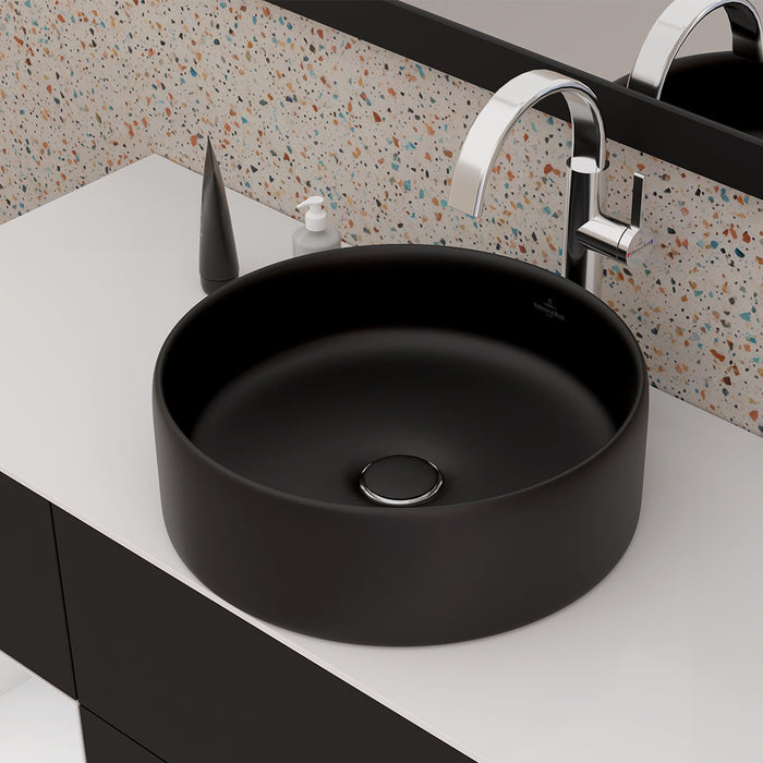 ( طلب مسبق )  حوض فوق الرخامة فيلروي اند بوخ سبواي 5A434438 اسود مط 44 سم بمجموعة التثبيت