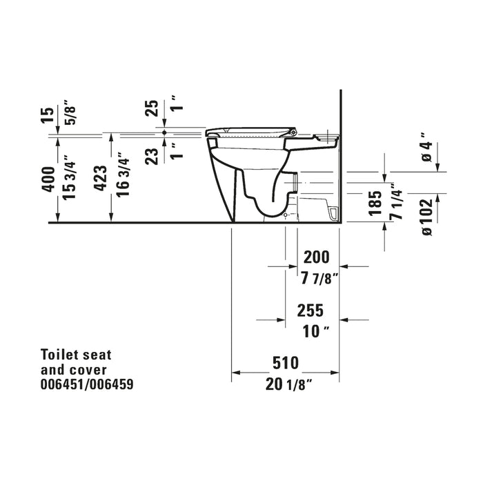 مرحاض ملاصق ديورافيت هابي دي 2 ابيض 2134490075 بالسيديلي ذاتي الغلق والشطاف الداخلي والخزان بالعدة وطقم التثبيت