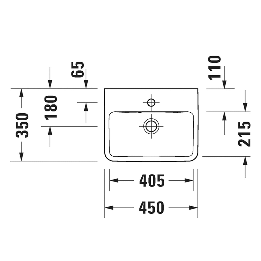 ( طلب مسبق )  حوض وحدة موبيليا ديورافيت نمبر 1 ابيض 45 سم 0743450000