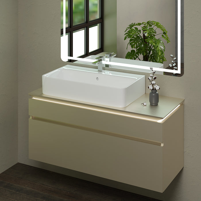 ( طلب مسبق )  حوض وحدة موبيليا فيلروي اند بوخ سبواي 5A416501 ابيض لامع 65 سم بمجموعة التثبيت