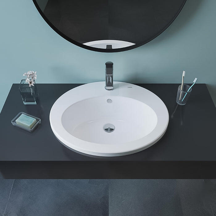 حوض  ساترن فوق سطح افقي 038960 بالفايظ وبفتحة للخلاط مقاس  60 × 50 سم اللون أبيض من ساني بيور