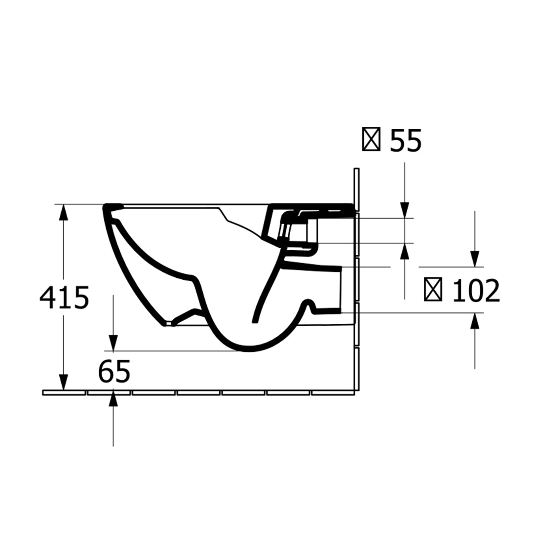 ( طلب مسبق )  مرحاض معلق فيلروي اند بوخ فانتيشللو 4611B338 اسود مط ريمليس بالسيديلي ذاتي الغلق والمقبض والشطاف الداخلي ومجموعة التثبيت