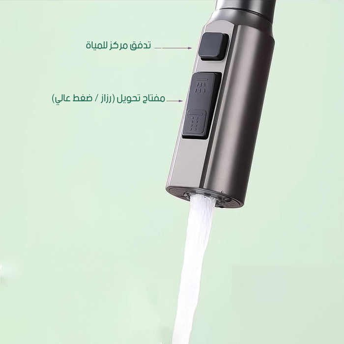 ( طلب مسبق )  حوض مطبخ سمارت 625 لوكس 5 ازرار 75 × 46 سم رمادي غامق ليد مضئ بجميع الكماليات ضمان 24 شهر