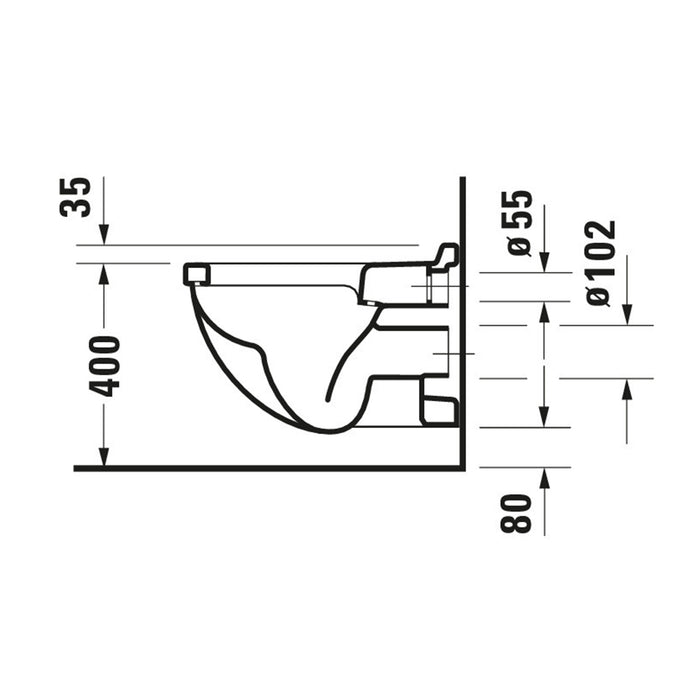 ( طلب مسبق )  مرحاض معلق ديورافيت شتارك 3 ابيض 2200490078 بالسيديلى والمقبض والشطاف الداخلي