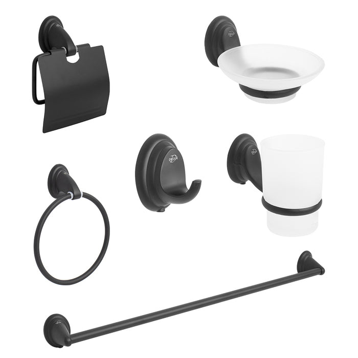 ( طلب مسبق )  طقم اكسسوارات دريم DR 001 B اسود مط 6 قطع استانلس ستيل