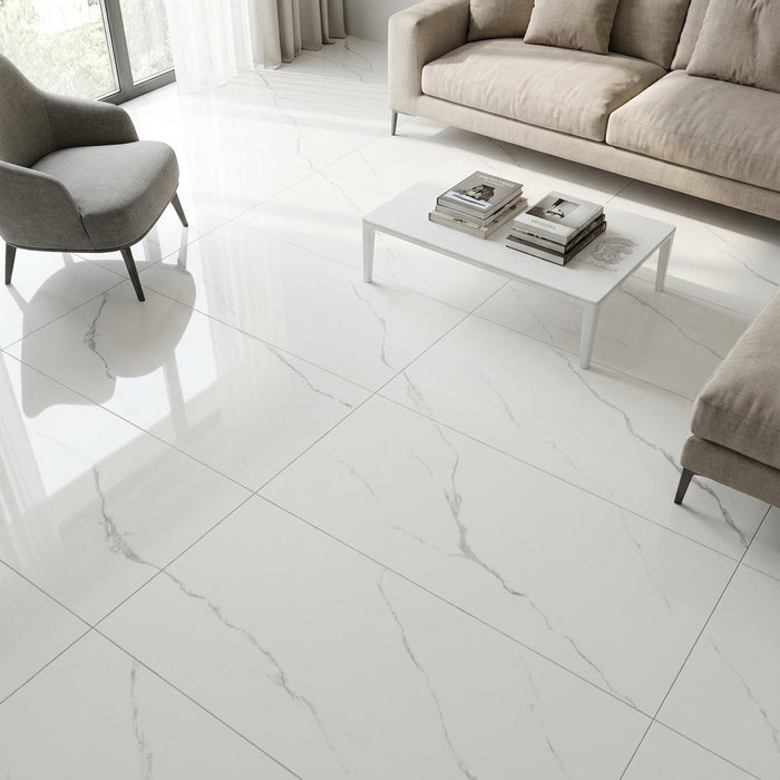 بورسلين بورسيلوكس P 3021 وايت فرز اول 60 × 120 سم لامع