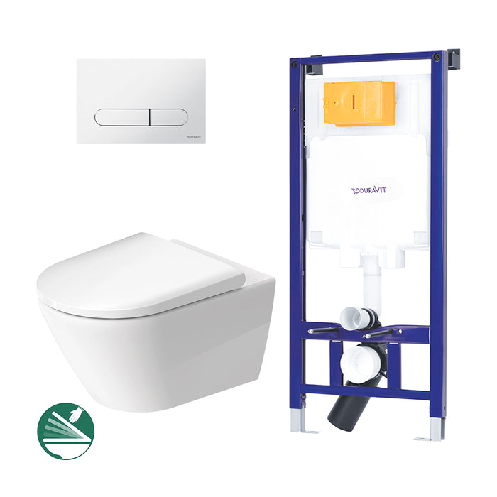 ( طلب مسبق )  خزان دفن شاسية كامل بالوش مع قاعدة معلقة دي نيو سيديلي ذاتي الغلق ابيض من ديورافيت WF7202004010