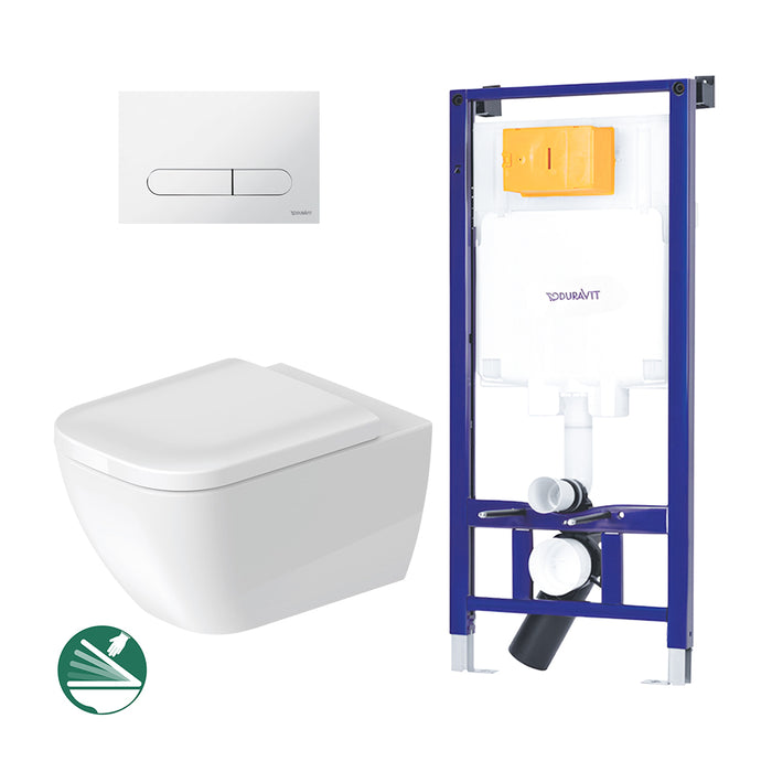 ( طلب مسبق )  خزان دفن شاسية كامل بالوش مع قاعدة معلقة هابي دي سيديلي ذاتي الغلق ابيض من ديورافيت WF7202015010