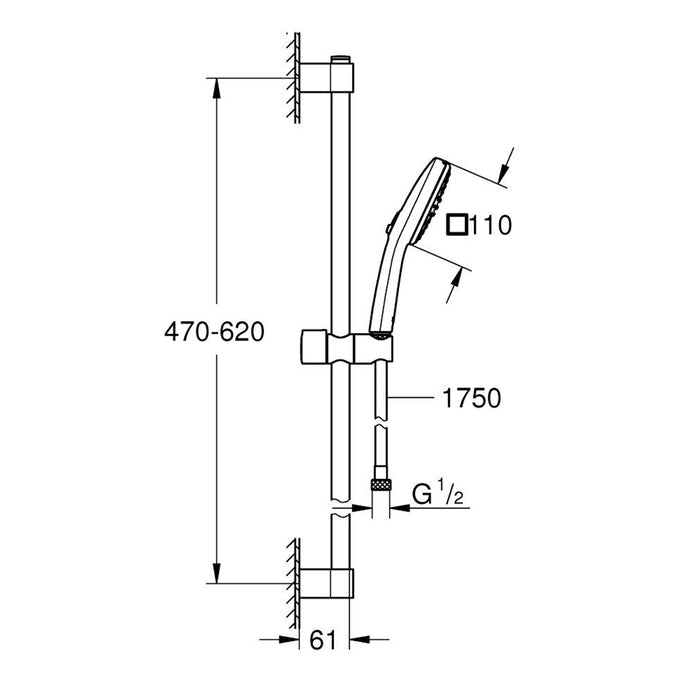 مسطرة دش جروهي تيمبستا 26748003 كروم 2 نظام خرطوم حراري