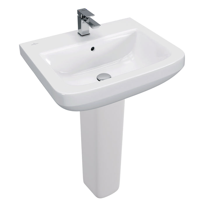 ( طلب مسبق )  حوض حمام بالعامود الطويل فيلروي اند بوخ ارشيتكتورا 5A396001 ابيض 60 سم بمجموعة التثبيت