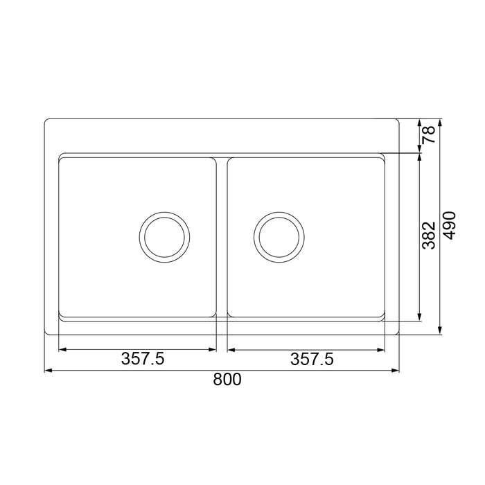 ( طلب مسبق )  حوض مطبخ جرانيت كوراتز 2 عين HB 8280 - 266 اللون اسود 49 × 80 سم عمق 22 سم بمجموعة الصرف 3 بوصة دائري منتج مستورد من شركة بيرويا