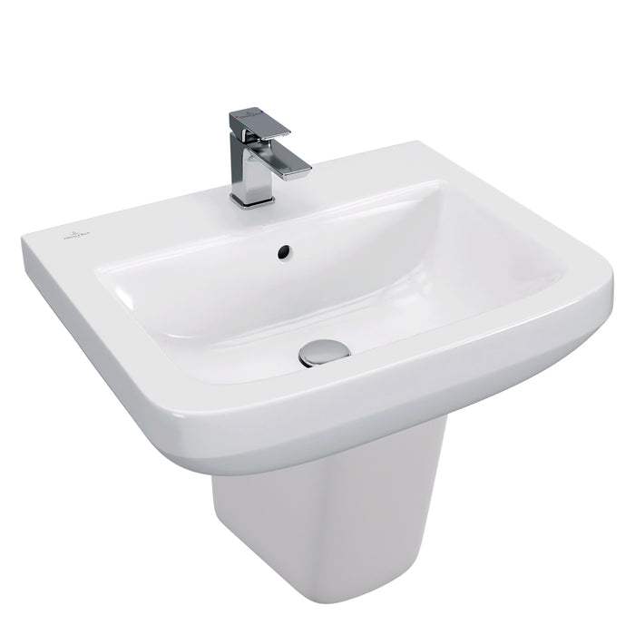 ( طلب مسبق )  حوض حمام بالعامود المعلق فيلروي اند بوخ ارشيتكتورا 5A396001 ابيض 60 سم بمجموعة التثبيت