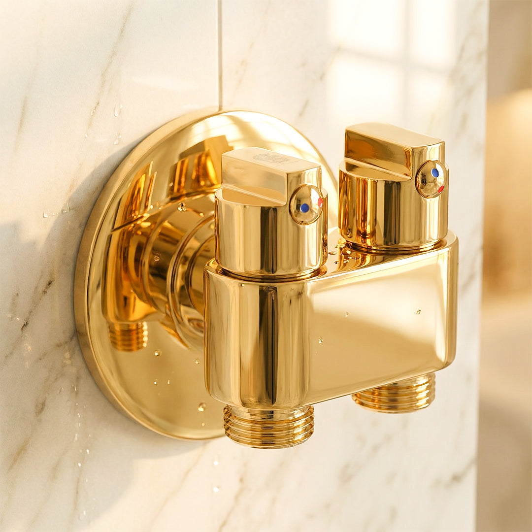 محبس زاوية مورافيا S 35 G ذهبي 2 مخرج بالوش قلب سيراميك نصف لفة