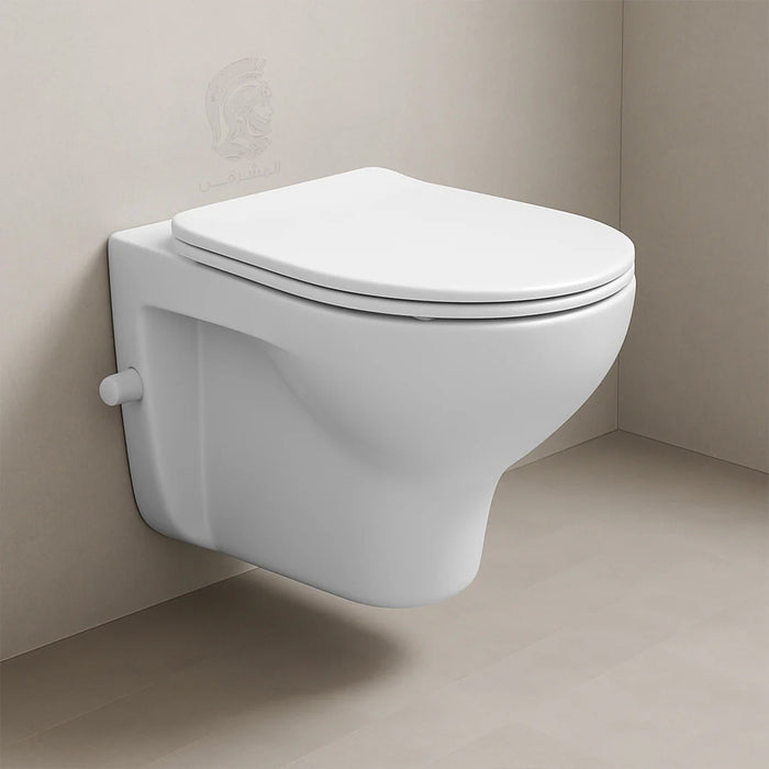 ( طلب مسبق )  مرحاض معلق ايديال ستاندرد سبيس G 0491 ابيض بالسيديلي والشطاف الداخلي بالمقبض ومجموعة التثبيت