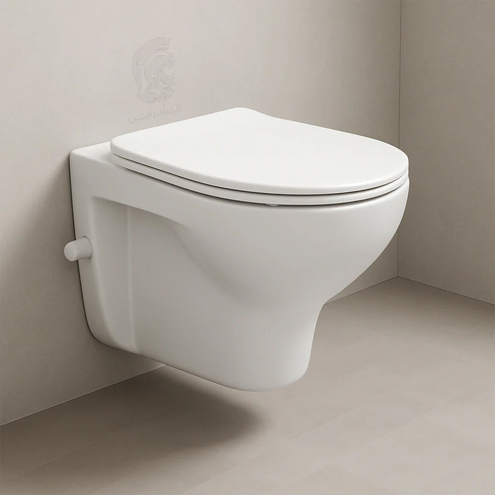 ( طلب مسبق )  مرحاض معلق ايديال ستاندرد سبيس G 0491 برجامون بالسيديلي والشطاف الداخلي بالمقبض ومجموعة التثبيت