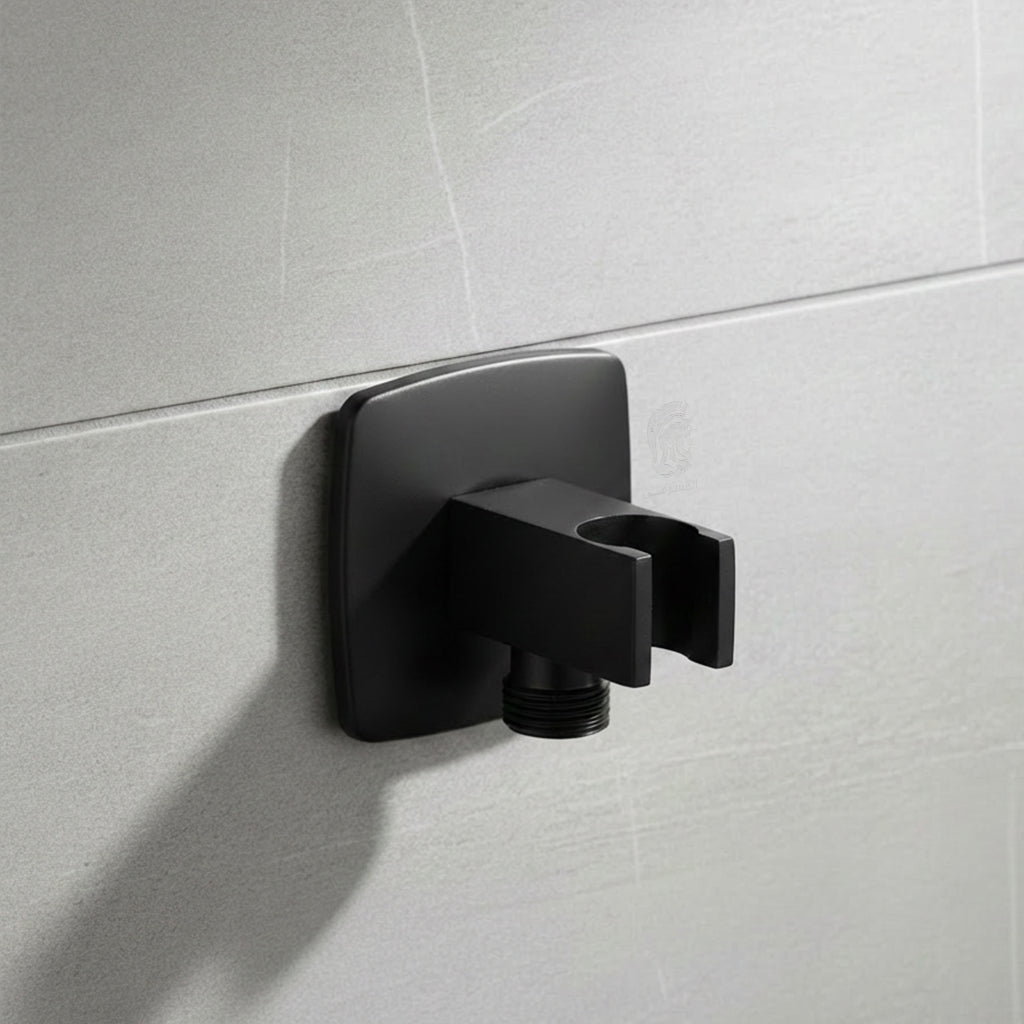 كوع مخرج دفن مورافيا اسود مط مربع بالوش وحامل للسماعة في الوسط