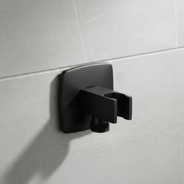 كوع مخرج دفن مورافيا اسود مط مربع بالوش وحامل للسماعة في الوسط