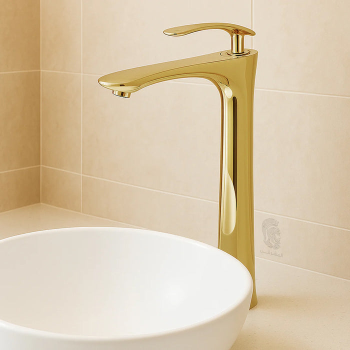 خلاط حوض عالي ديكور نيو الحداد ذهبي ارتفاع 30 سم