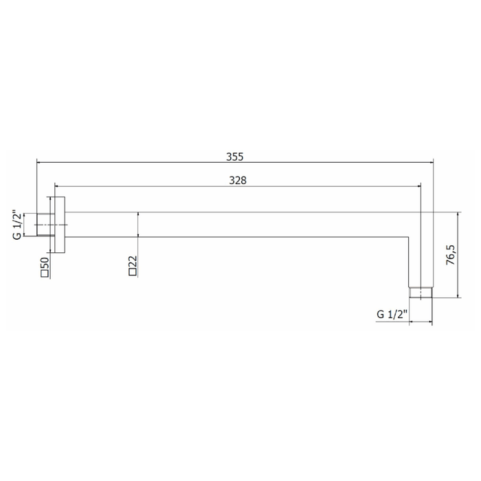 مخرج دفن علوى B6311326 مربع بطول 35 سم مقاس 1/2 بوصة اللون كروم منتج مستورد اسبانى من جينيبرى - Mashreqy