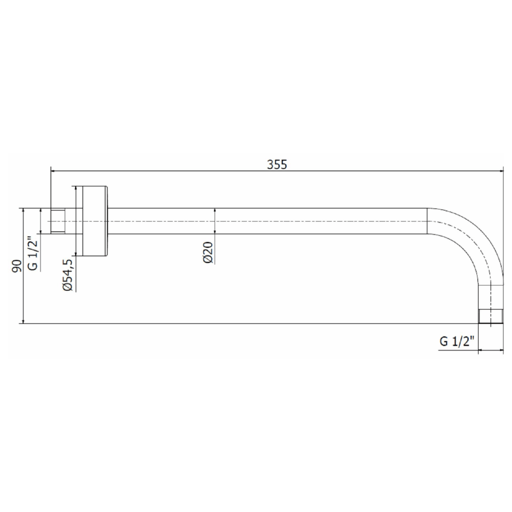 مخرج دفن علوى B6511318 دائرى بطول 35 سم مقاس 1/2 بوصة اللون كروم منتج مستورد اسبانى من جينيبرى - Mashreqy