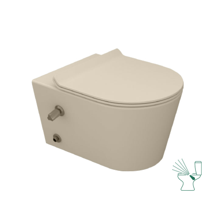 ( طلب مسبق )  مرحاض معلق سانيبيور تايتن 2542490179 برجامون بالشطاف الداخلي هيدروجيت والسيديلي ومجموعة التثبيت