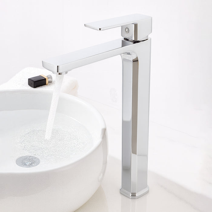 خلاط حوض عالي ديكور الحداد مربع 1000256 كروم ارتفاع 31 سم