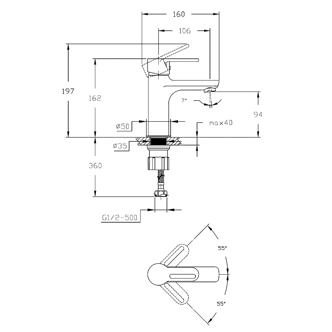 ( طلب مسبق )  خلاط حوض جلوبال ستاندرد اوبن سكاي GSL 1080 ND CP كروم ارتفاع 16 سم