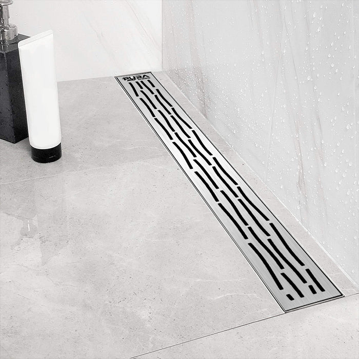 مجرى شاور ويف بشفة HDL 01 105 استانلس ستيل 105 سم بالصرف اللون كروم من بيورا