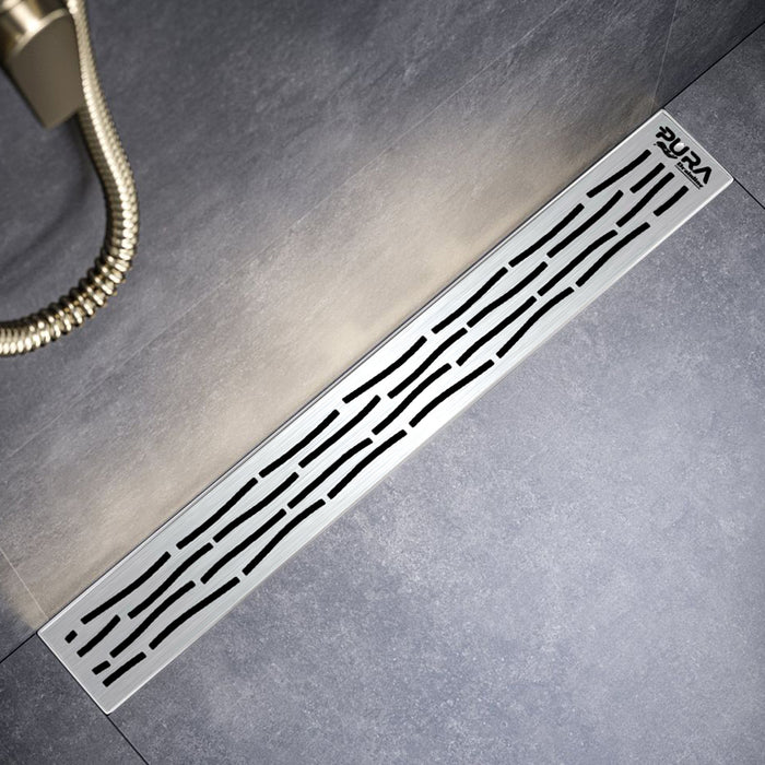 مجرى شاور ويف بشفة VDL 01 105 استانلس ستيل 105 سم بالصرف اللون كروم من بيورا