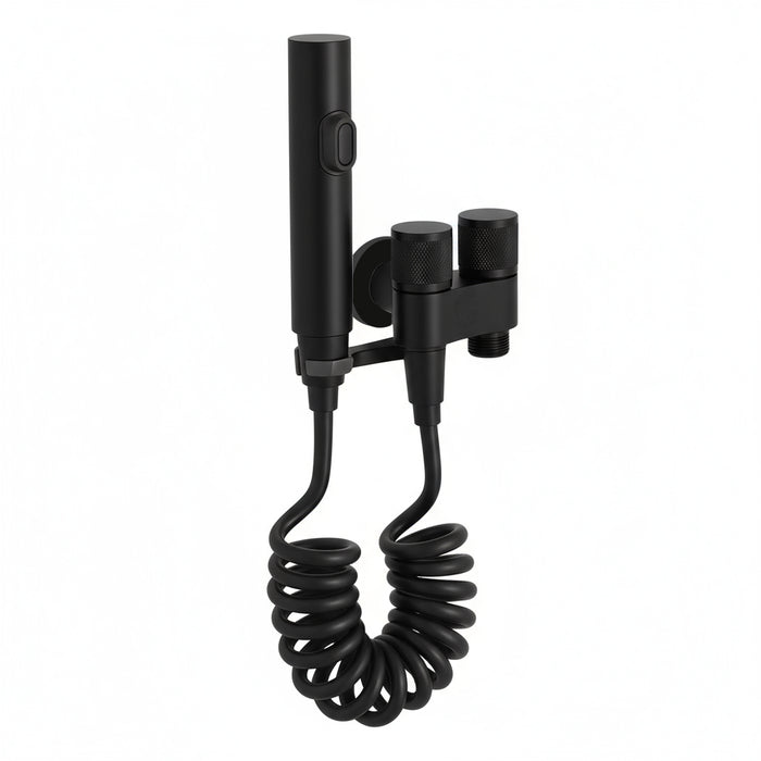 ( طلب مسبق )  شطاف خارجي هانز HZ SH 02 اسود بمحبس مزدوج قلب سيراميك نصف لفة بالخرطوم سوستة وعلاقة والوش