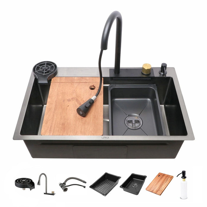 حوض مطبخ سمارت كورينا كوري KMS 750 BL اسود 75 × 46 سم بجميع المشتملات