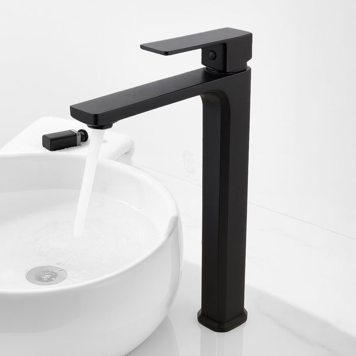 خلاط حوض عالي ديكور الحداد مربع 1000257 اسود ارتفاع 31 سم