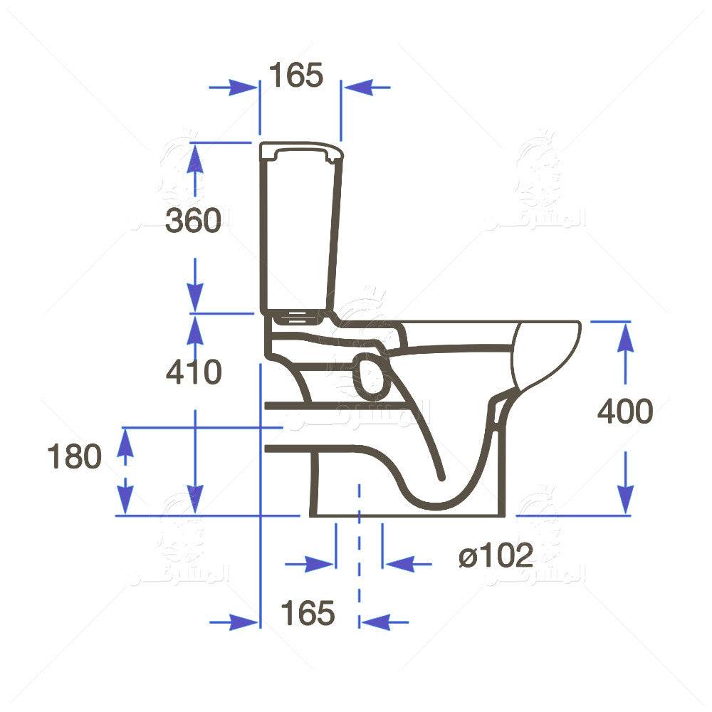 مرحاض سيزا بالشطاف الداخلى والسيديلى والخزان بالعدة وطقم التثبيت من روكا - Mashreqy