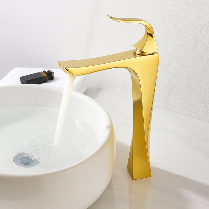 خلاط حوض عالي ديكور الحداد ملفوف 1000255 ذهبي ارتفاع 31 سم